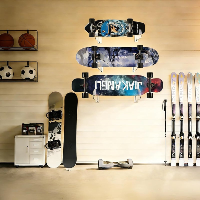 BiJun Skateboard Wall Mount, Snowboard Wall Mount Display, Acrylic Horizontal Skateboards Rack, Skateboard Storage Hanger (Transparent) - Image 2